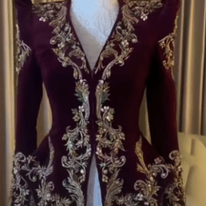 Imperial Maroon Pearl-Encrusted Royal Jacket