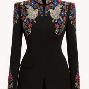 Regal Nightfall Embroidered Crystal Jacket