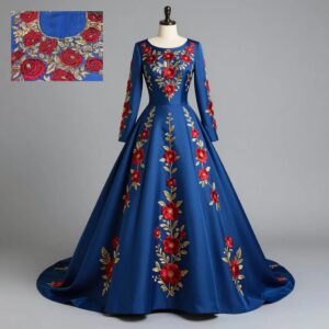 Blue Handmade Dress Gown for Women by Aziza Fashion – Elegant Party & Occasion Wear