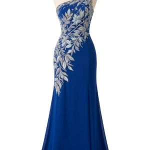 Royal Blue One Shoulder Evening Gown