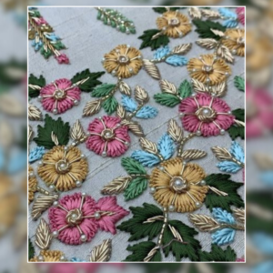 Royal Garden Multicolor Hand Embroidered Fabric