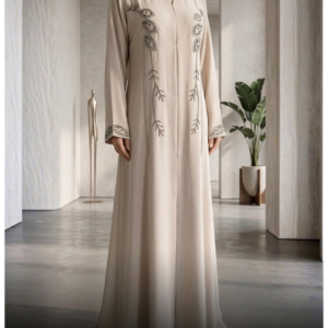 Elegant Beige Embroidered Abaya