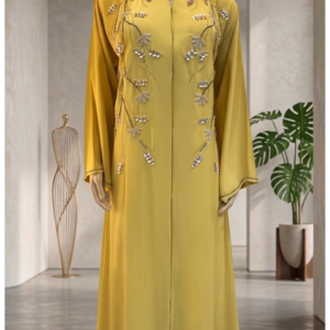 Sunshine Yellow Floral Embroidered Abaya