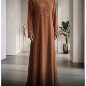 Rust Brown Statement Embroidered Abaya