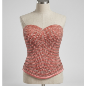 Blush Pink Pearl Embellished Front & Back Blouse Panel