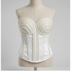 Ivory Pearl Structured Front & Back Corset Panel