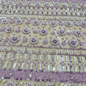 Lilac Blossom Hand Embroidered Luxury Fabric