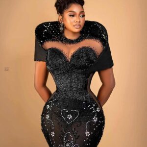 Midnight Noir Crystal Couture Mermaid Gown