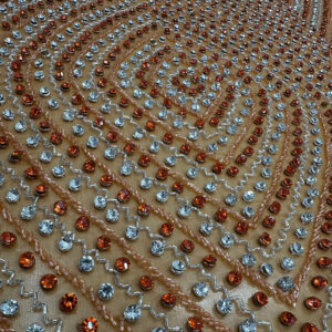 Amber Crystal Geometric Embroidered Fabric