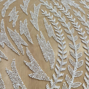 Pearl Ivory Botanical Beaded Luxury Fabric