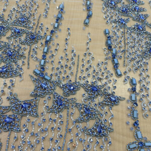 Royal Sapphire Crystal Embroidered Luxury Fabric