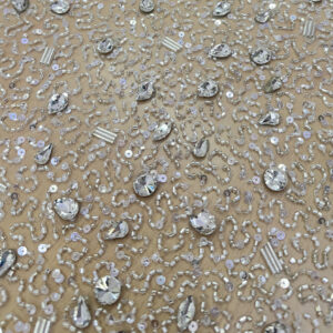 Crystal Cascade Hand-Beaded Luxury Fabric
