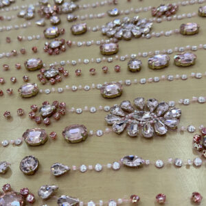 Blush Rose Crystal Floral Luxury Fabric