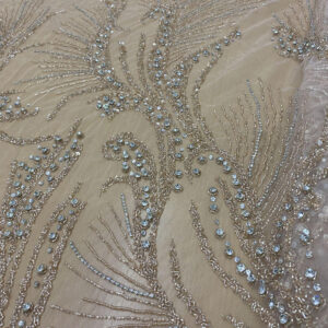 Champagne Silver Sequin Embroidered Luxury Fabric