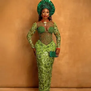 Emerald Majesty Luxury George Wrapper & Gele Set
