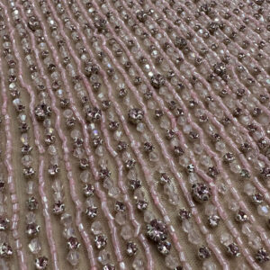 Blush Pink Crystal Beaded Luxury Fabric