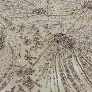 Champagne Stardust Floral Embroidered Luxury Fabric