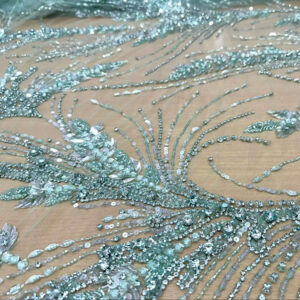 Sea Mist Crystal Hand-Beaded Fabric