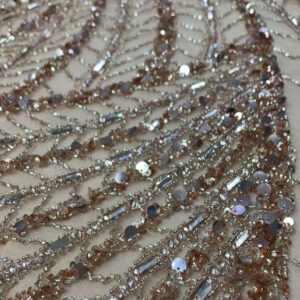 Champagne Glow Hand Embroidered Sequin Fabric