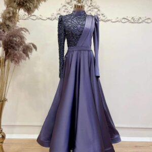 Midnight Amethyst Modest Evening Gown