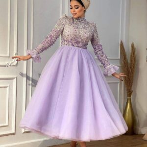 Lavender Pearl Princess Evening Gown