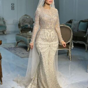 Ivory Crystal Bridal Evening Gown