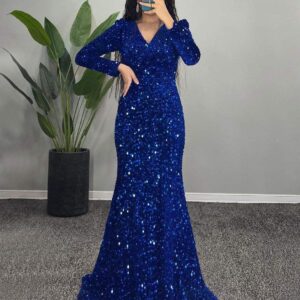 Sapphire Stardust Evening Gown